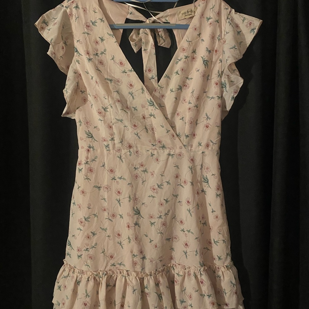 Floral Ruffle Dress with Tie Back